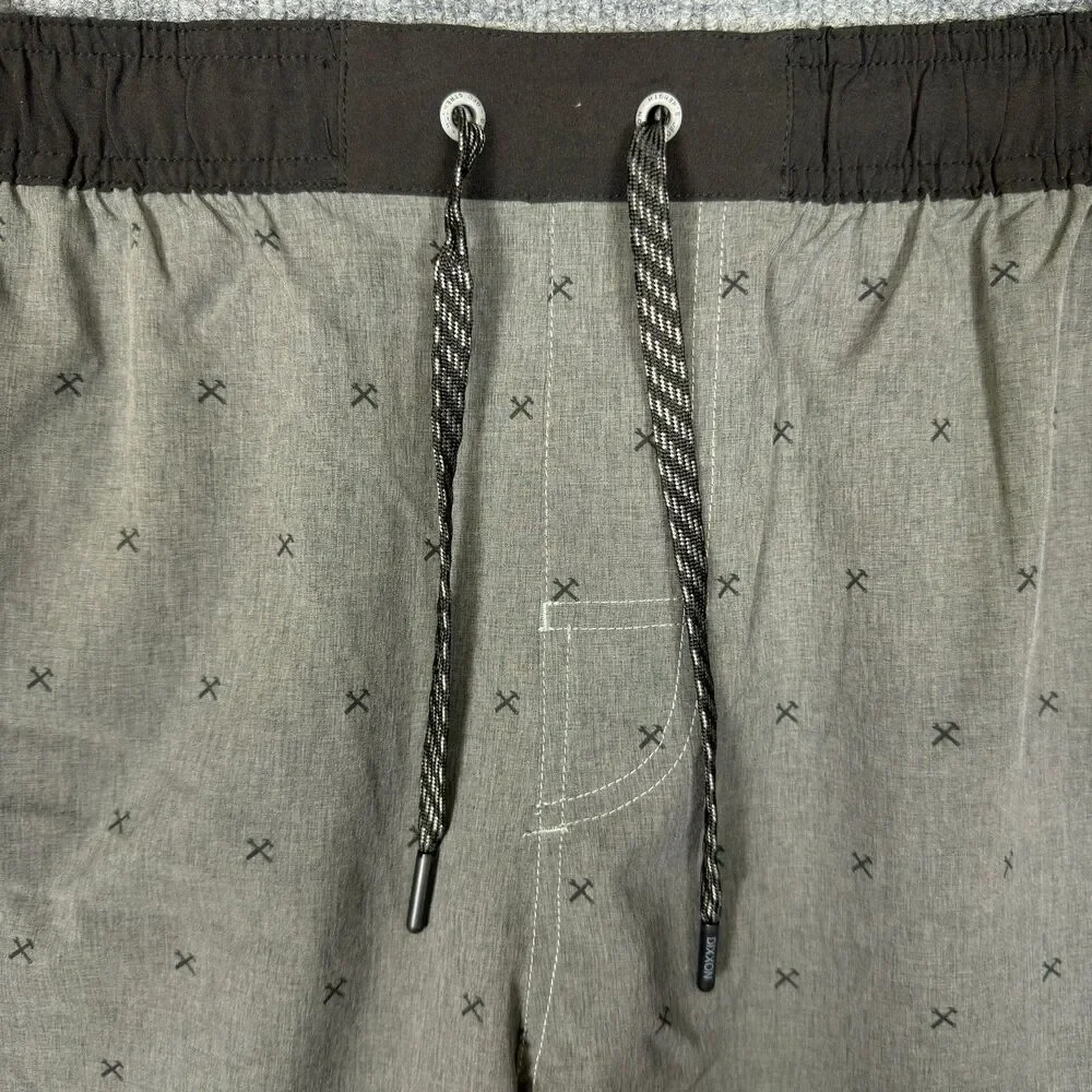 Dixxon Men's Board Shorts XL Gray Crossed Hammers Print Hybrid Unlinded